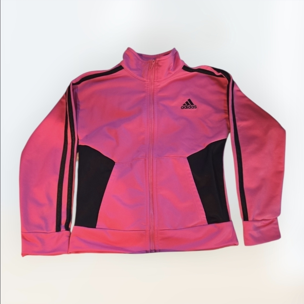 Adidas Kids Pink and Black Full Zip-up W Pockets-Size 5 EUC